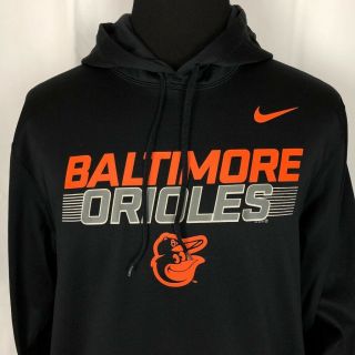 Nike Therma Fit Pullover Hoodie Xl Black And Orange Mlb Baltimore Orioles