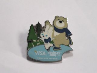 2014 Sochi Russia Olympic Pin Winter Olympics Bear And Rabbit