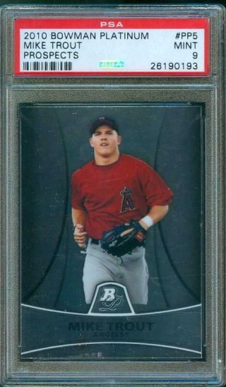 2010 Bowman Platinum Mike Trout Prospects Trading Card Angels Pp5 Psa 9