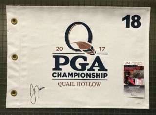 Justin Thomas Signed 2017 Pga Championship Golf Pin Flag Jsa Autographed
