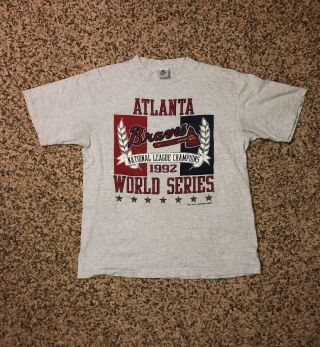 Vintage Atlanta Braves T Shirt Men Large World Series 1992
