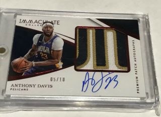 Anthony Davis 17/18 Immaculate Premium Game Patch Red Auto (/10) Lakers