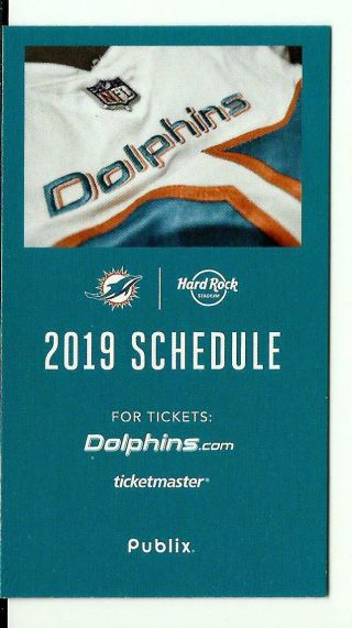 Miami Dolphins 2019 Pocket Schedule 2a -
