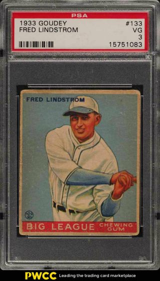 1933 Goudey Fred Lindstrom 133 Psa 3 Vg (pwcc)