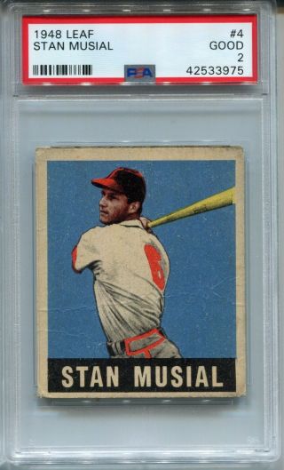 1948 Leaf Baseball 4 Stan Musial Rookie Card Rc Psa 2