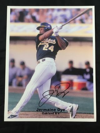 Jermaine Dye Oakland A’s Autographed 8x10 Photo Card Signed In Black Sharpie