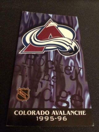 1995 - 96 Colorado Avalanche Hockey Pocket Schedule Nuggets Version
