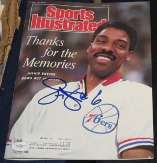Julius Dr J Erving Philadelphia 76ers Signed Sports Illustrated Si Jsa E96661