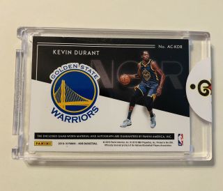 2018/19 NOIR - KEVIN DURANT - AUTOGRAPH - GAME JERSEY LAUNDRY TAG - 1/5 2