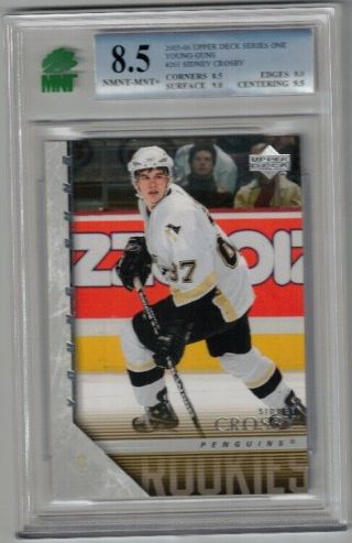 05 - 06 Upper Deck Series 1 Young Guns Sidney Crosby 201 Mnt Grading 8.  5