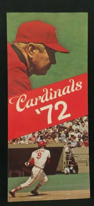 1972 St.  Louis Cardinals Pocket Baseball Schedule Roster Tri - Fold Brochure