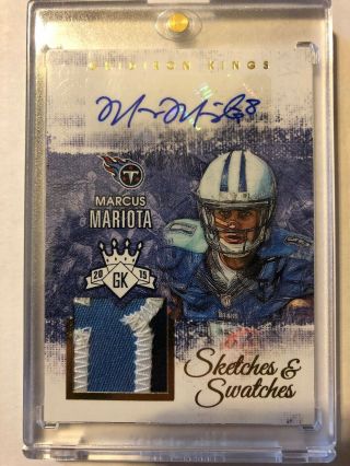 2015 Gridiron Kings Marcus Mariota /25 Sketches & Swatches Nameplate Patch Auto