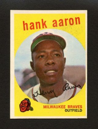 1959 Topps 380 Hank Aaron - Milwaukee Braves Hall Of Fame Hof - Ex - Mt