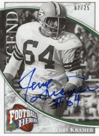 2009 Ud Heroes Fb 214 Jerry Kramer Green Bay Packers Auto 7/25
