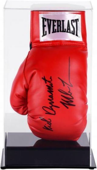 Boxing Glove Display Case With Black Acrylic Base - Vertical - Name Plate