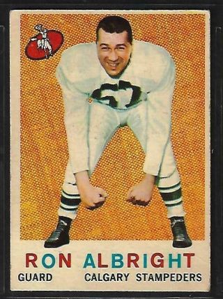 1959 Topps Cfl Football: 23 Ron Albright Rc,  Calgary Stampeders