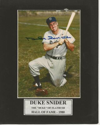 Brooklyn Dodgers Duke Snider Autographed Matted Photo W/coa