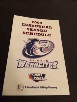 2004 Austin Wranglers Arena Football Pocket Schedule Inaugural Season