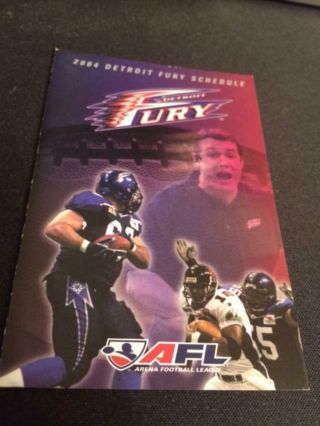 2004 Detroit Fury Arena Football Pocket Schedule Degornio Version