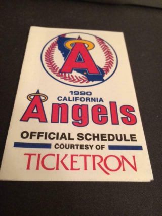 1990 California Angels Baseball Pocket Schedule Ticketron Version