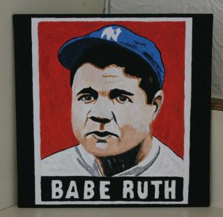 Babe Ruth Yankees Baseball Hand Painted Art 1/1 By David Bowers