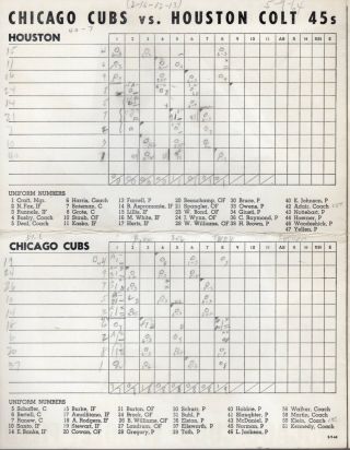 1964 (May 9) Baseball program Houston Colt.  45 ' s @ Chicago Cubs,  scored Fair 4