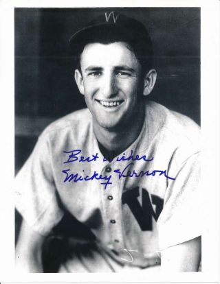 Mickey Vernon Signed Auto Autograph 8x10 Photo Inscribed " Best Wishes " Pc415