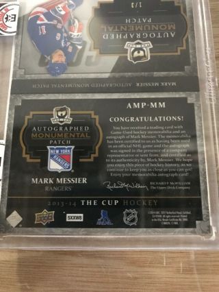 13/14 THE CUP Mark Messier Monumental Patch Numbered 1/3 3