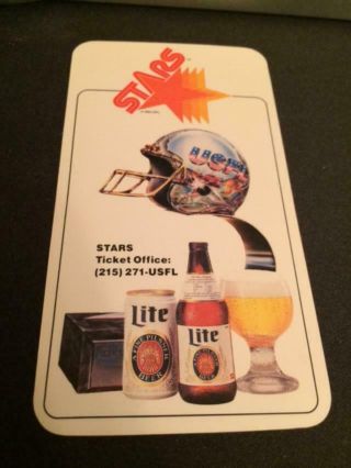 1984 Philadelphia Stars Usfl Football Pocket Schedule Miller Lite Version