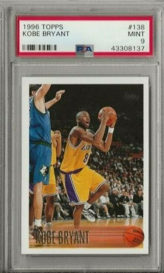 1996 - 97 Topps Kobe Bryant Rookie Card Rc 138 Psa 9 Lakers Goat? O27
