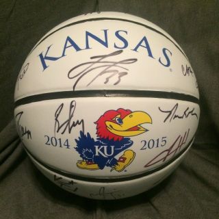 2014 - 2015 Official Kansas Jayhawks Autographed Basketball Team Signed Ku