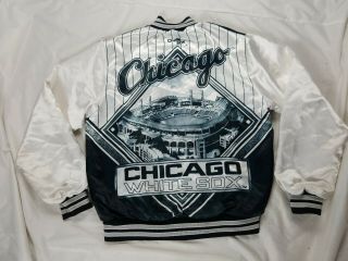 Vintage 80s Chicago White Sox Jacket Chalk Line Satin Mlb Baseball Medium
