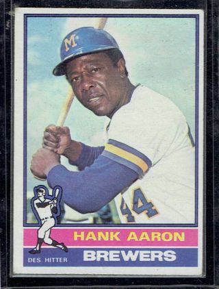 1976 Topps Baseball Ex/mt Hank Aaron 550 Brewers