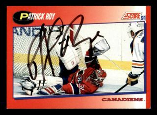 100 Auth Patrick Roy Canadiens Signed Hockey Card Auto (ref 48555)