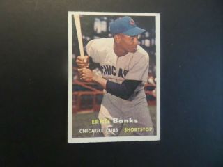1957 Topps Ernie Banks Cubs Baseball Card Vg/ex 55 Bv $125.  00