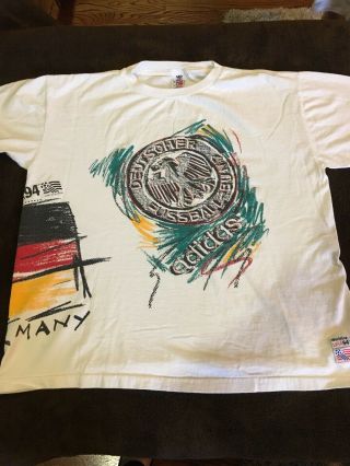 Rare Vintage Adidas World Cup 1994 Soccer T - Shirt Team Germany Size L