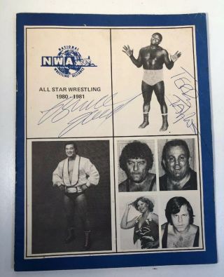 1980 1981 Nwa All - Star Wrestling Program 6 Autographs Ted Dibiase Bob Geigel Etc