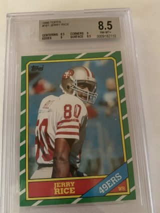 1986 Jerry Rice Topped Rookie Card Rc Bgs 8.  5 161
