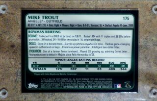 2011 Bowman Chrome Refractor Mike Trout ROOKIE RC 175 5