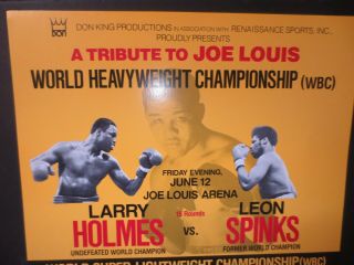 ORIG ONSITE JUNE 12,  1981 CARDBOARD POSTER - LARRY HOLMES VS LEON SPINKS - 22 