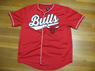 Chicago Bulls Short Sleeve Red Baseball Nba Jersey 66 Size Men 