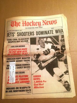 The Hockey News,  Nov 25,  1977,  Vol 31 No 8,  40p: Gordie Howe,  Hartford On Cover