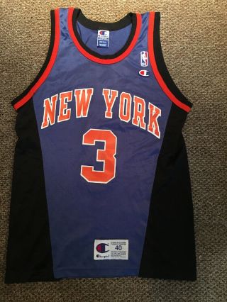Vintage York Knicks John Starks Jersey 3 Champion Blue Nba Size 40