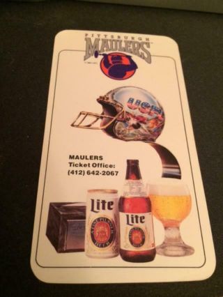 1984 Pittsburgh Maulers Usfl Football Pocket Schedule Miller Lite Version