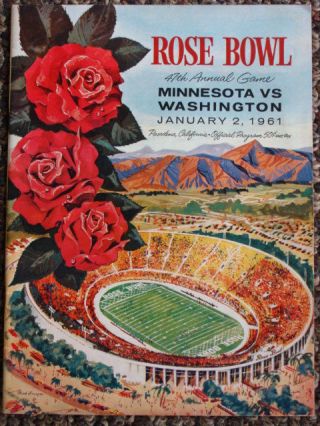Rose Bowl Washington Minnesota Vintage College Football Program Antique 1961