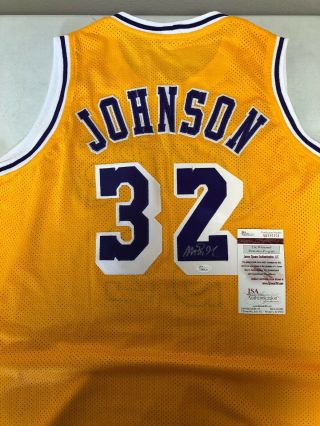 Los Angeles Lakers Magic Johnson Signed Yellow Gold Jersey Auto - Psa Dna