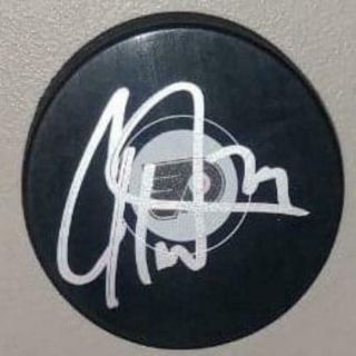 Carter Hart Philadelphia Flyers Autographed Signed Logo Puck Jsa