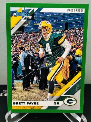 Brett Favre 2019 Panini Donruss Press Proof Green Variation 105v Packers