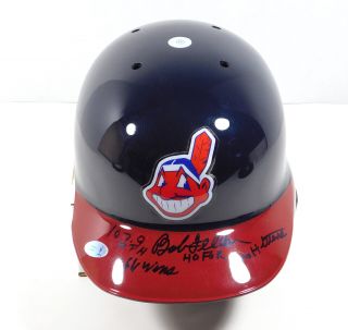 Bob Feller Signed Full Size Baseball Batting Helmet W/ Inscription Indians Auto