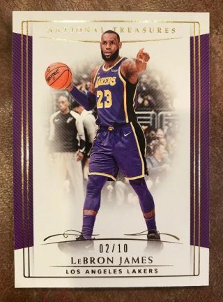 2018 - 19 Panini National Treasures Lebron James 2/10 Gold Lakers